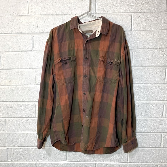 Vintage Magellan Sportswear 100% Cotton Plaid Button Up Shirt Flannel Style Fall - Picture 1 of 11